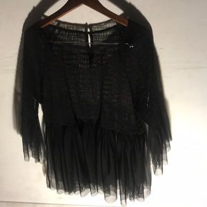 XL transparent black top blouse